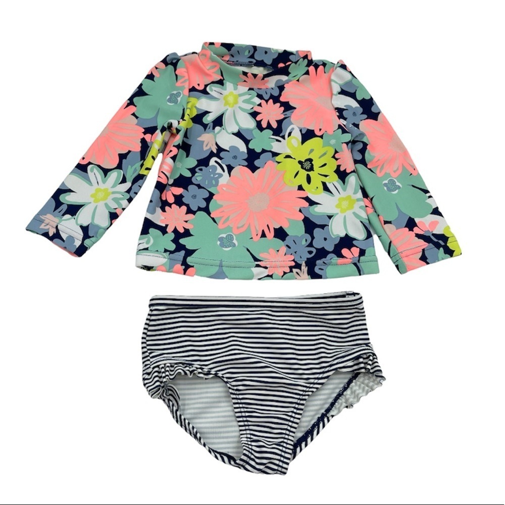 Just One You Girls Sz 9M bikini Set Floral Multicolored